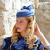 Čiapky, čelenky, klobúky - Klobúk Amber - vlna, modrý - 15924706_