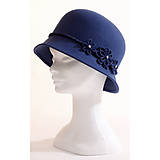 Čiapky, čelenky, klobúky - Klobúk Daisy - vlna, modrý - 15926465_