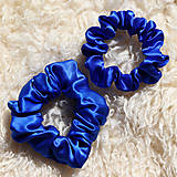 Ozdoby do vlasov - Scrunchie - malá gumička do vlasov, 100% hodváb (Modrá cobalt) - 15926497_