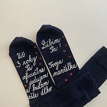Ponožky, pančuchy, obuv - Maľované ponožky k výročiu SVADBY tmavomodré - 15925920_