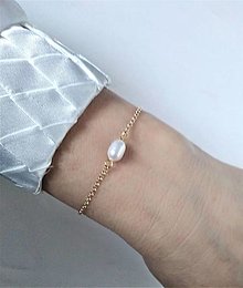 Náramky - Retiazkový náramok perla pozlátené striebro Ag925/1000 - 15925646_