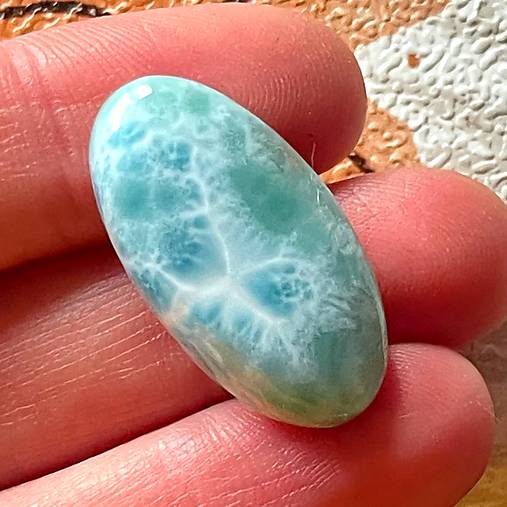 Minerály - Larimar kabošon mix tvarov / LA-3301 (č.18) - 15928970_