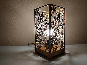 Svietidlá a sviečky - Drevená stolná lampa s tienidlom - 15928231_