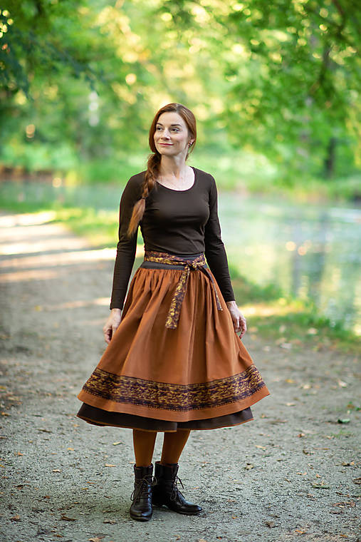Sukne - sukňa "Škoricová" - 15929621_