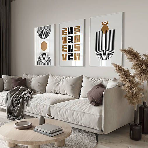 Obrazy - Set abstraktných obrazov - Mid Century - 15930169_