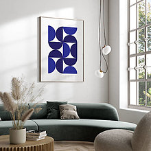 Grafika - Moderný abstraktný obraz - Modré indigo polkruhy - 15929909_