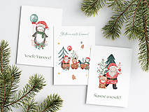 Papiernictvo - Set 3 vianočných pohľadníc - Santa a Zvieratká - 15932192_