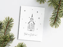 Papiernictvo - Vianočná pohľadnica Kostol - Tichá Noc, Svätá Noc - 15932218_