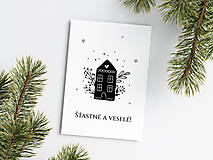 Papiernictvo - Vianočná pohľadnica - Domček a Sneh - 15932270_