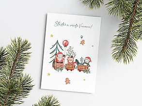 Papiernictvo - Vianočná pohľadnica Santa - Šťastné a veselé Vianoce - 15931917_