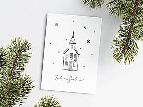 Papiernictvo - Vianočná pohľadnica Kostol - Tichá Noc, Svätá Noc - 15932218_
