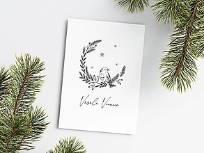 Papiernictvo - Vianočná pohľadnica - Vtáčik a Sneh - 15932227_