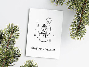 Papiernictvo - Vianočná pohľadnica - Snehuliak so šálom - 15932271_