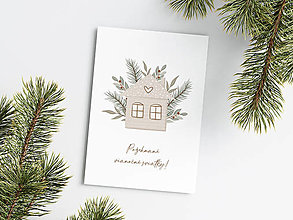 Papiernictvo - Vianočná pohľadnica Domček - Požehnané vianočné sviatky - 15932328_