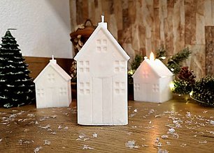Svietidlá a sviečky - Vianočná sviečka domček (Väčší biely) - 15931352_