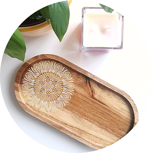 Nádoby - Drevený živicový podnos s mandalou - 15933985_