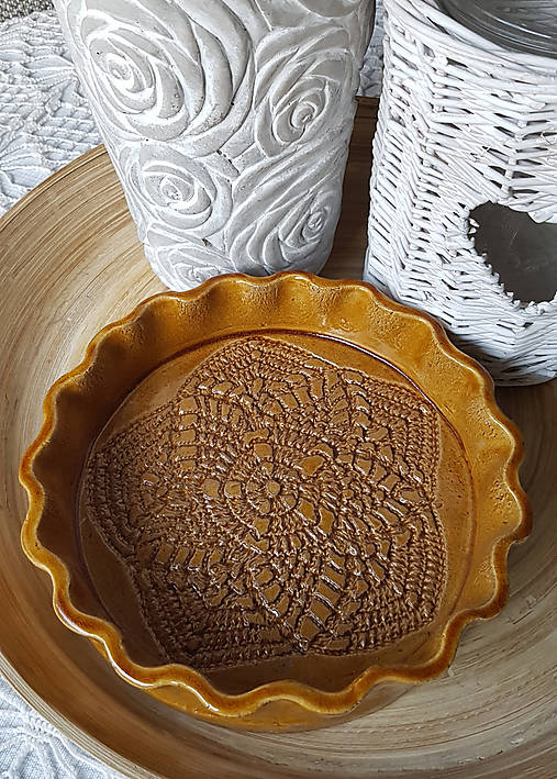 Nádoby - Cognac Pie keramicka misa "s" - 15933667_