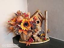 Dekorácie - Jesenná dekorácia _domček so slnečnicami - 15933594_