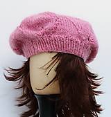 Čiapky, čelenky, klobúky - Ružový baret s lístočkovým vzorom - 15933792_