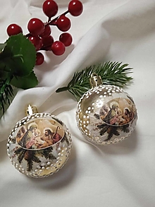 Dekorácie - Vianočné gule zdobené voskom a obrázkami - 15935364_