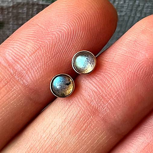Náušnice - Labradorite Silver Ag925 Rose Gold Plated Stud Earrings / Náušnice s labradoritom - 15936979_