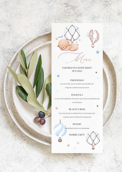 Papiernictvo - Menu na krst macko - 15937486_