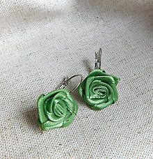 Náušnice - zelené ružičky / darček k nákupu - 15937234_