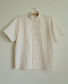 Pánske oblečenie - Mušelínová pánska košeľa s krátkym rukávom - 15937489_