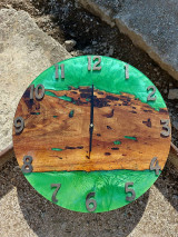 Hodiny - Epoxidové nástenné hodiny smaragdovo zelené s číslami - 15938665_