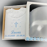 Detské oblečenie - Košieľka na krst  k01 biela modrá v darčekovom balení - 15937681_