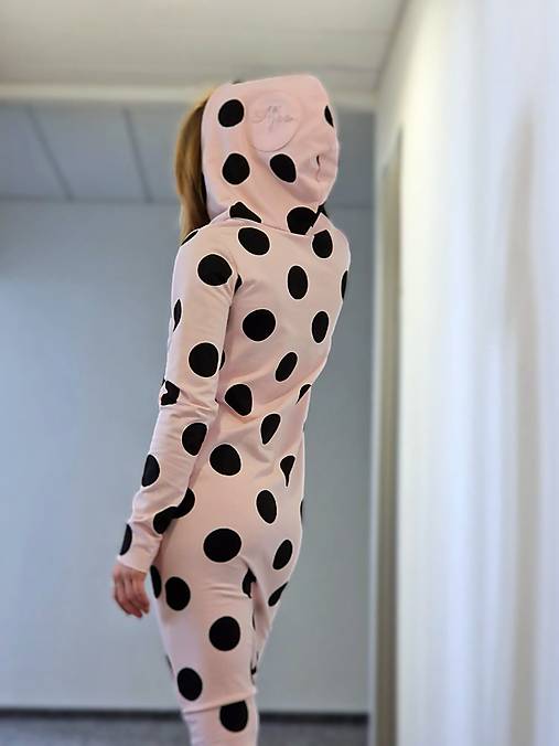 Šaty - CLARA Pink Dots teplákové šaty s kapucňou - 15941077_