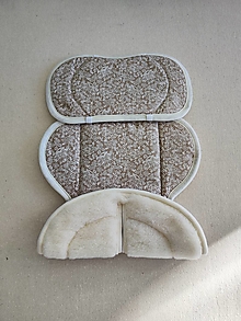 Detský textil - VLNIENKA podložka do autosedačky vajíčko Cybex Aton 5 0+ / 0-13kg 100% Merino TOP SUPER WASH Natural 100% ľan Beige kvet - 15941066_