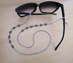 Náhrdelníky - Retiazka na okuliare - tmavozelené perly - chirurgická oceľ - 15940685_