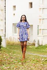 Šaty - krátke úzke modré šaty potlač Liptovská deva - 15939446_