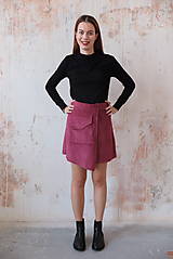 Sukne - Zavinovacia menčestrová sukňa bordová Corin - 15941544_