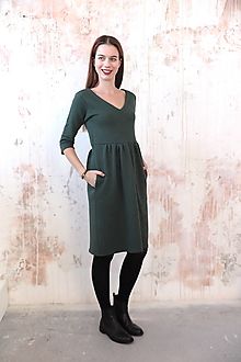 Šaty - Bavlnené obojstranné šaty zelené Ina - 15941467_