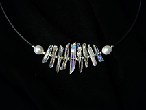 Náhrdelníky - Náhrdelník...křišťál aura , říční perly - 15939340_