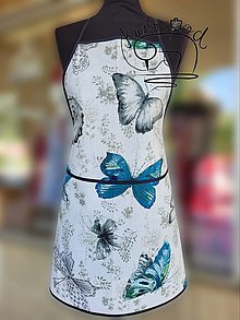 Úžitkový textil - Dámska kuchárska zástera 70cm motýĺ - 15940838_