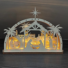 Dekorácie - Drevený Betlehem (s LED osvetlením) - 15939126_