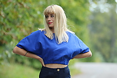 Topy, tričká, tielka - Ľanový crop top Hudba duše - 15941074_