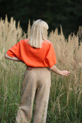 Topy, tričká, tielka - Ľanový crop top Pomaranč - 15941101_