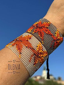 Náramky - Náramok "Jeseñ" tkaný z rokajlových korálok Preciosa, ručná výroba - 15939676_