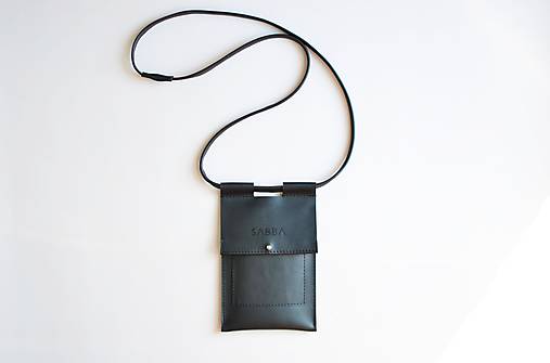 Kožená mini kabelka na mobil Ivy (čierna)