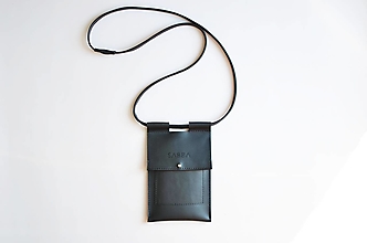 Kabelky - Kožená mini kabelka na mobil Ivy (čierna) - 15943884_