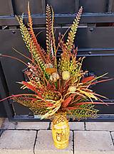 Dekorácie - jesenná kytica do vázy s trávami - 15942988_