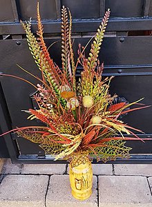Dekorácie - jesenná kytica do vázy s trávami  - 15942988_