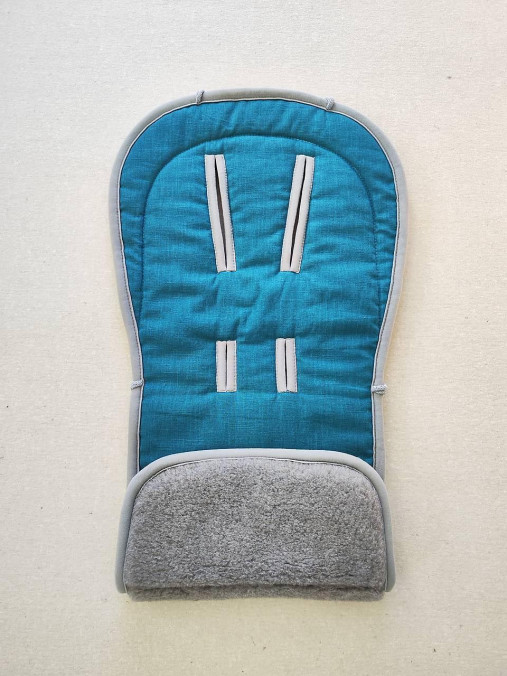Detský textil - VLNIENKA Podložka do kočíka Britax Römer Smile 3 100 % MERINO Top super wash Grey 100% ľan Petrol Green - 15944431_