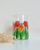 Dekorácie - Sklenená okrúhla váza tulipány - 15944002_