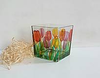 Svietidlá - Sklenený svietnik tulipány - 15944075_