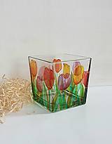 Svietidlá - Sklenený svietnik tulipány - 15944076_